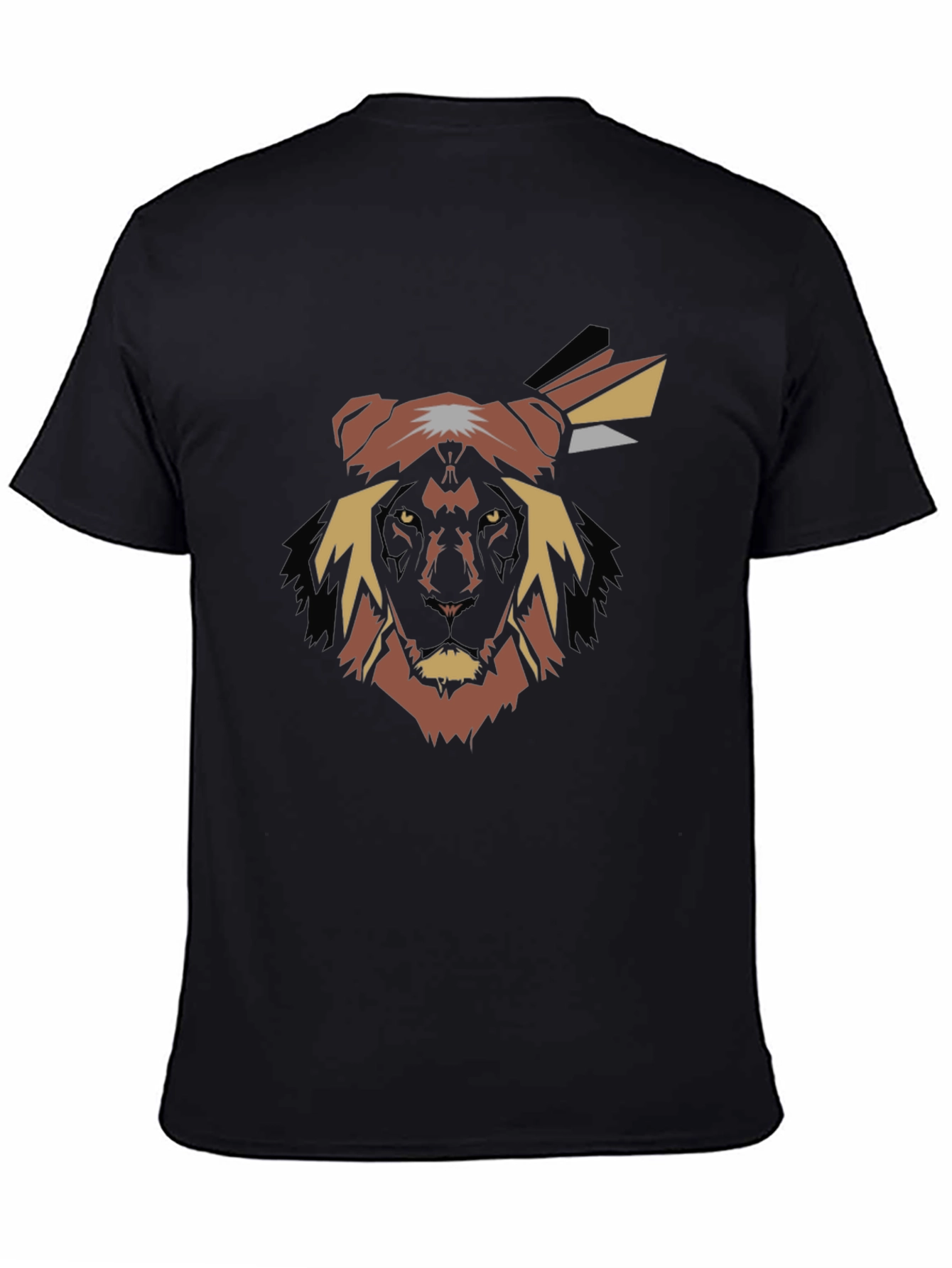 Lion Chief Black T-Shirt - Bold Graphic Tee