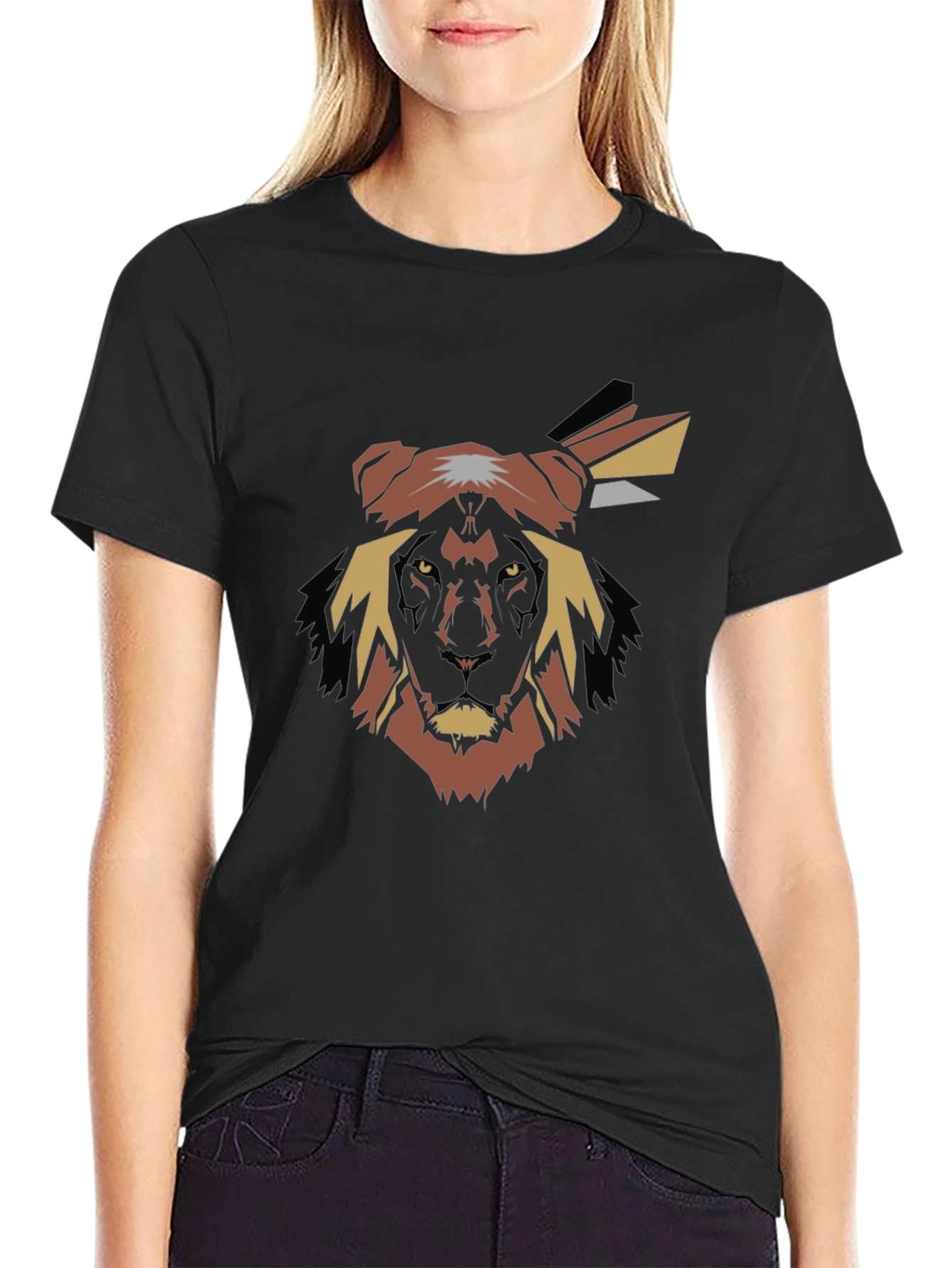 Lion Chief Black T-Shirt - Bold Graphic Tee