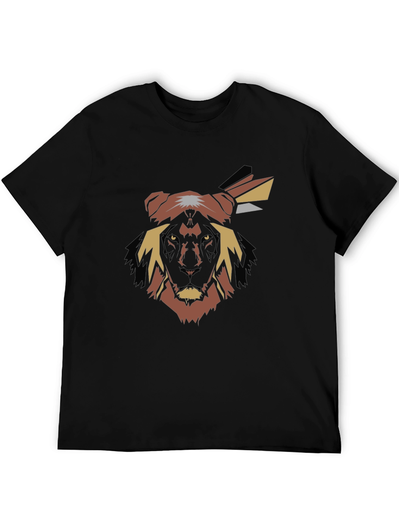 Lion Chief Black T-Shirt - Bold Graphic Tee