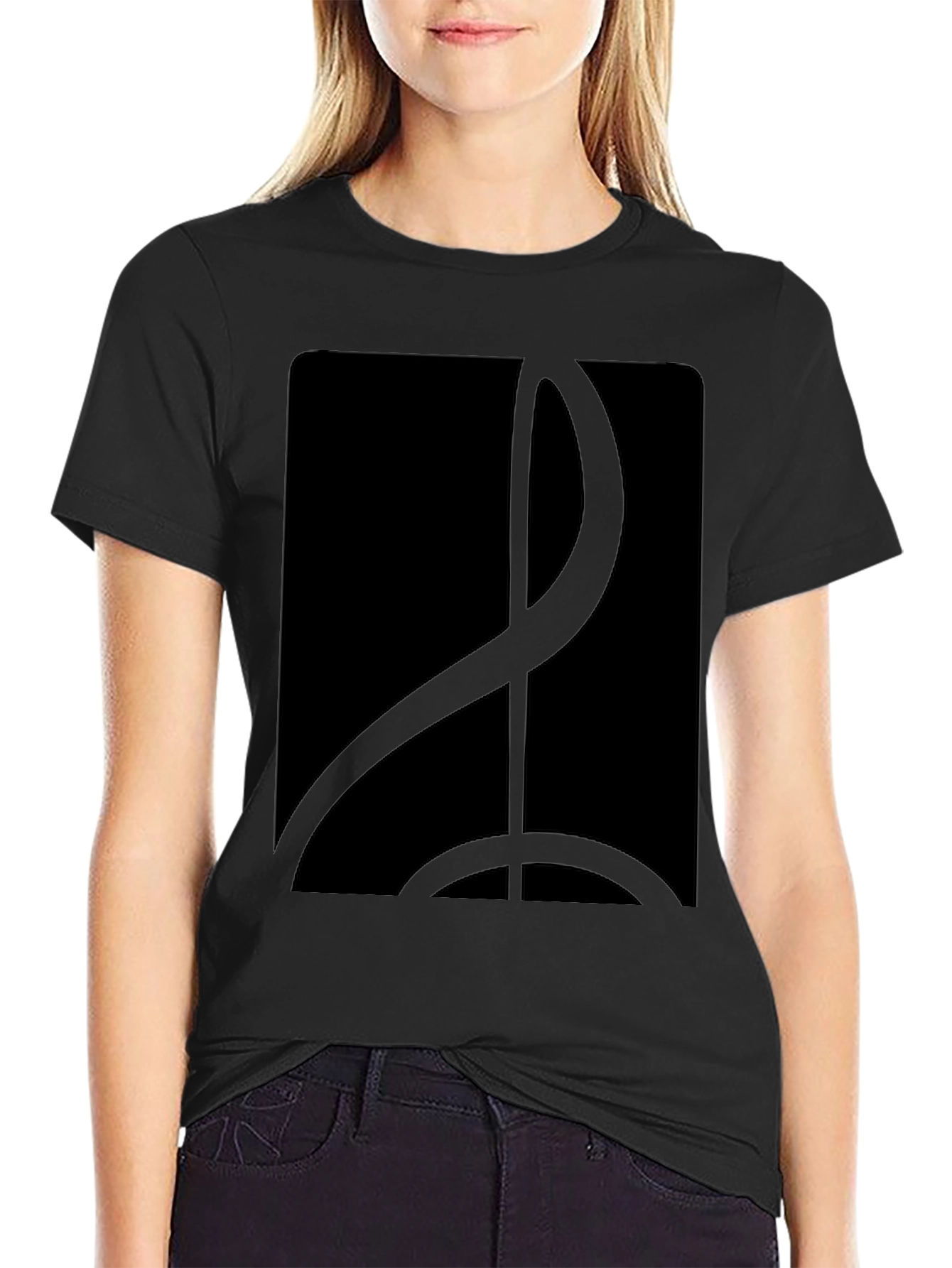 Sleek Black T-Shirt with Abstract Graphic Design