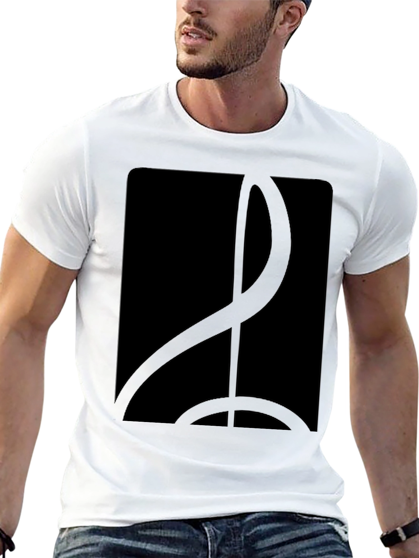 Sleek Black T-Shirt with Abstract Graphic Design