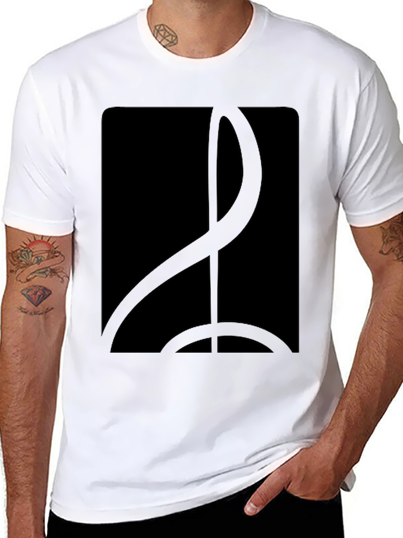 Sleek Black T-Shirt with Abstract Graphic Design