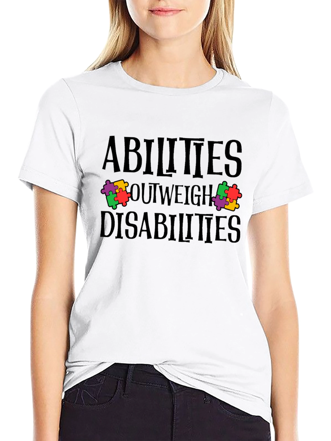 Abilities Outweigh Disabilities Puzzle T-Shirt