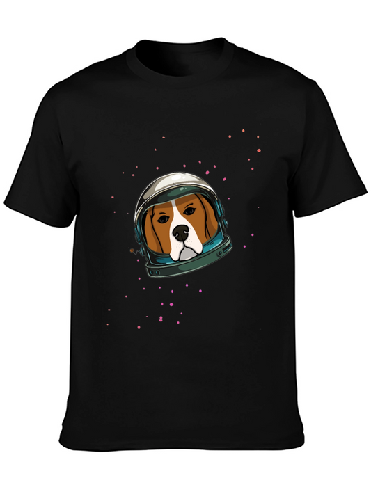 Astronaut Dog Graphic Black T-Shirt