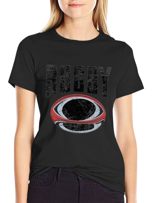 Rugby Ball Graphic T-Shirt - Black Cotton Tee