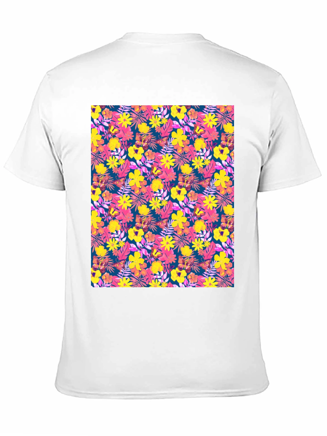 Tropical Floral Print Black T-Shirt