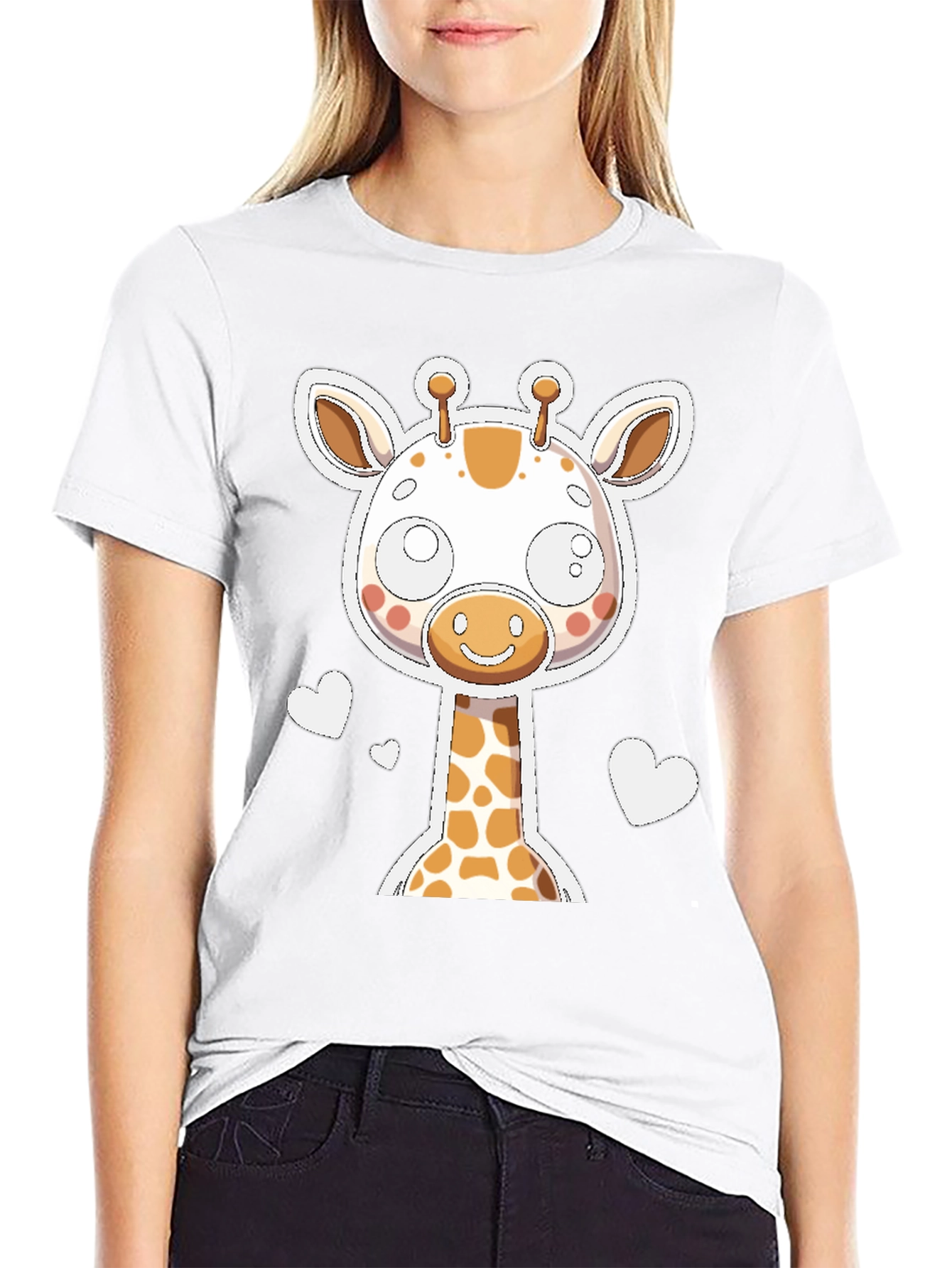 Cute Giraffe Graphic Tee - Black Unisex T-Shirt