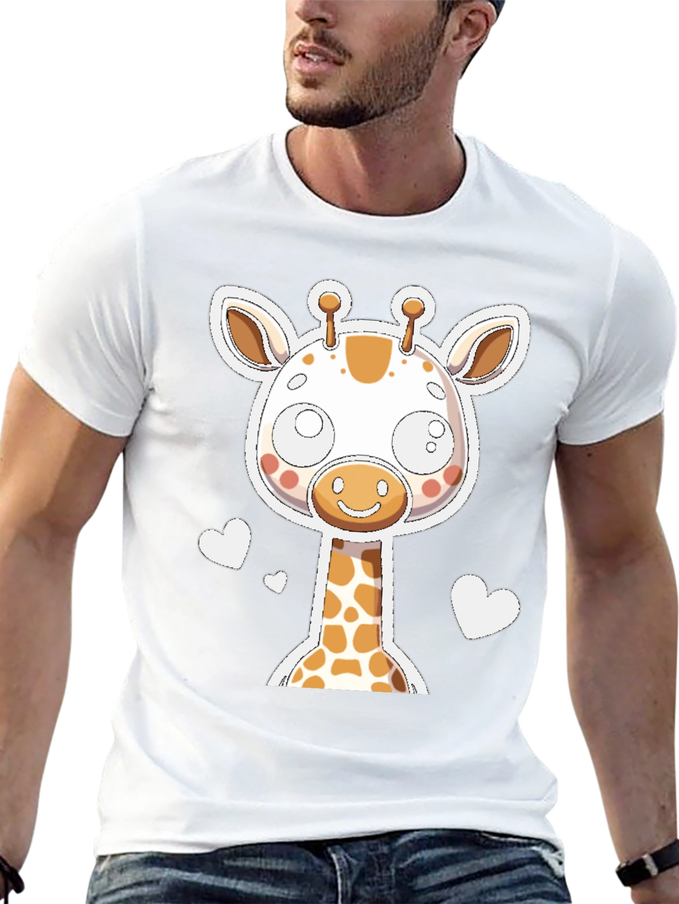 Cute Giraffe Graphic Tee - Black Unisex T-Shirt