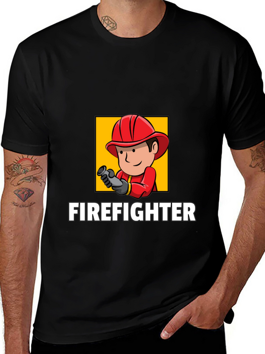 Firefighter Cartoon Graphic T-Shirt