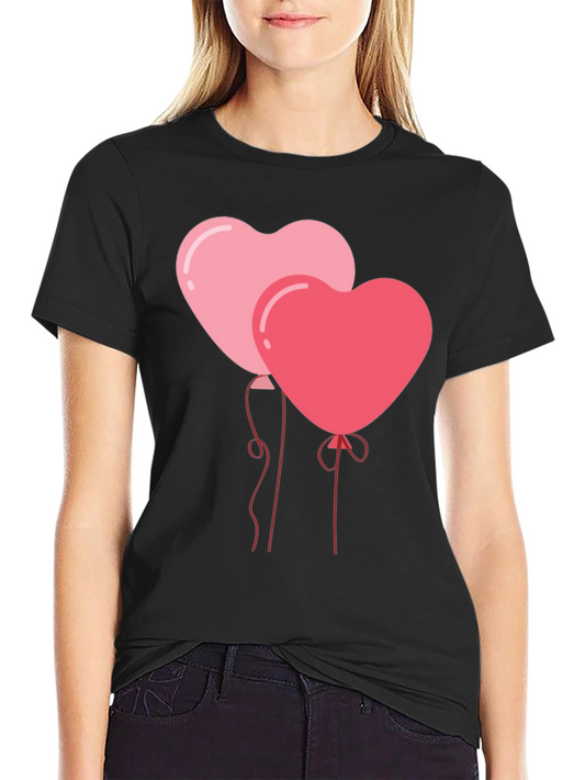 Heart Balloon Graphic Tee - Black
