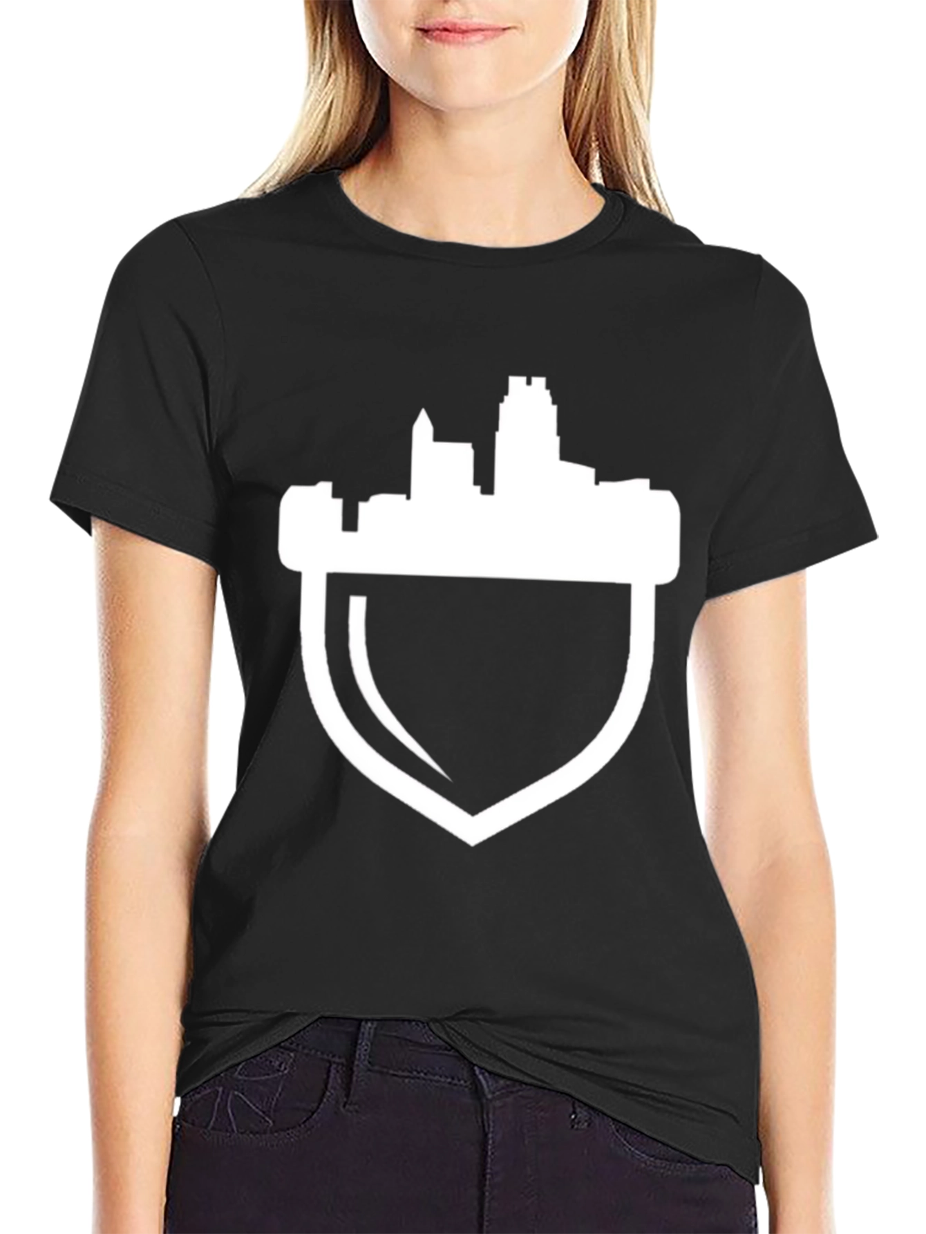 City Skyline Shield Tee - Black Graphic T-Shirt