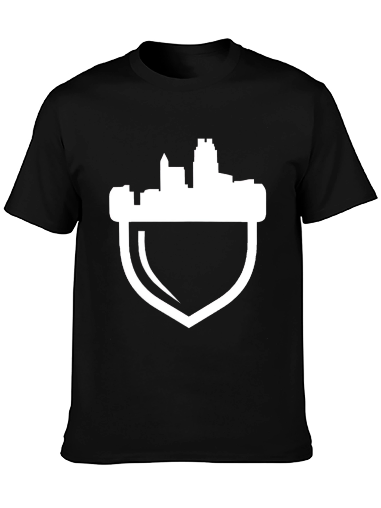 City Skyline Shield Tee - Black Graphic T-Shirt