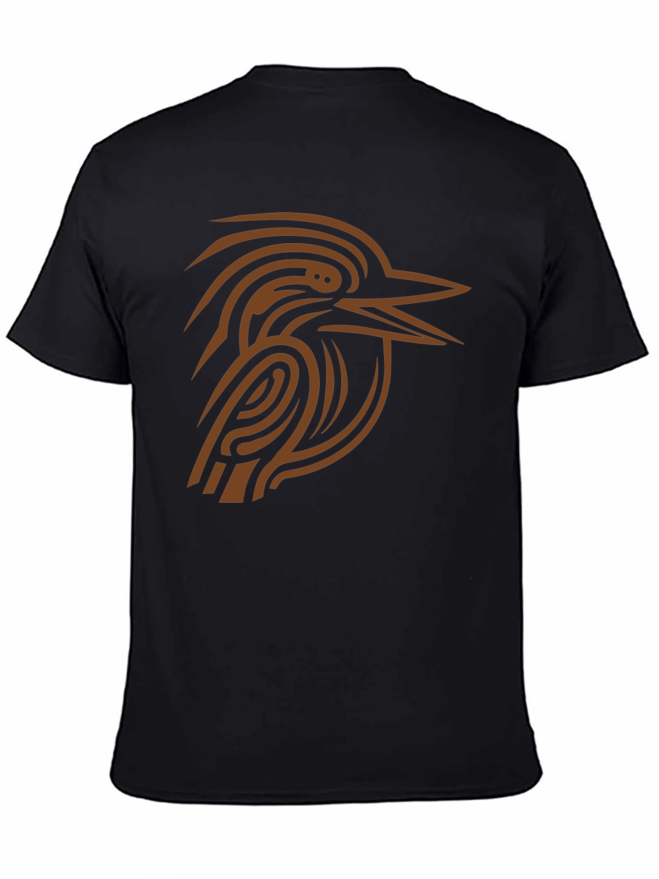 Abstract Bird Graphic Tee - Black Cotton Shirt
