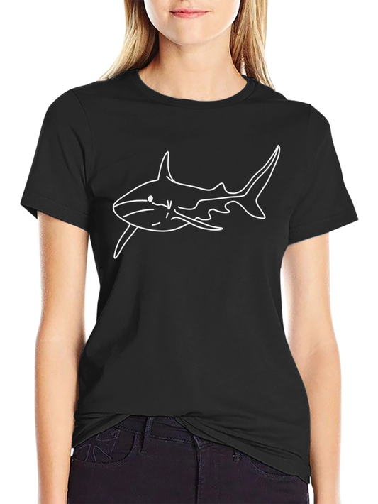 Cool Shark Outline Black T-Shirt