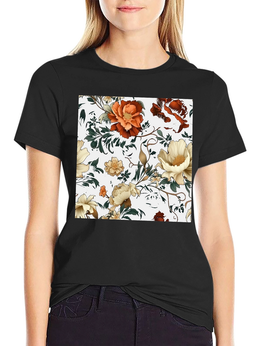 Floral Print Black Tee