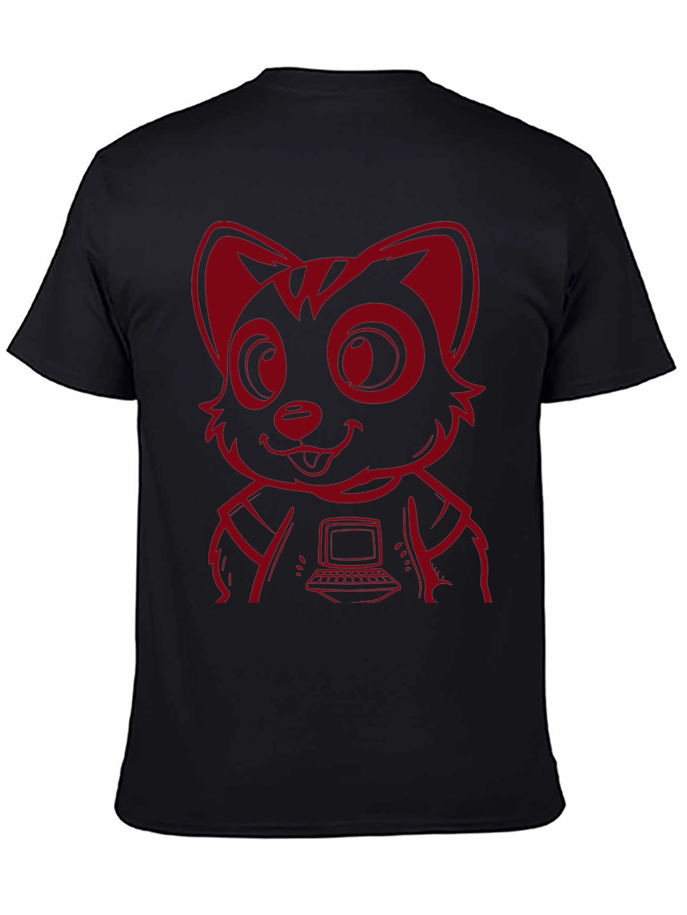 Red Raccoon Programmer T-Shirt - Cool Cartoon Design