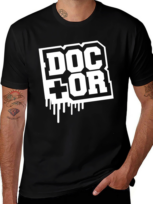 Doctor Graphic Print Tee - Trendy Black T-Shirt