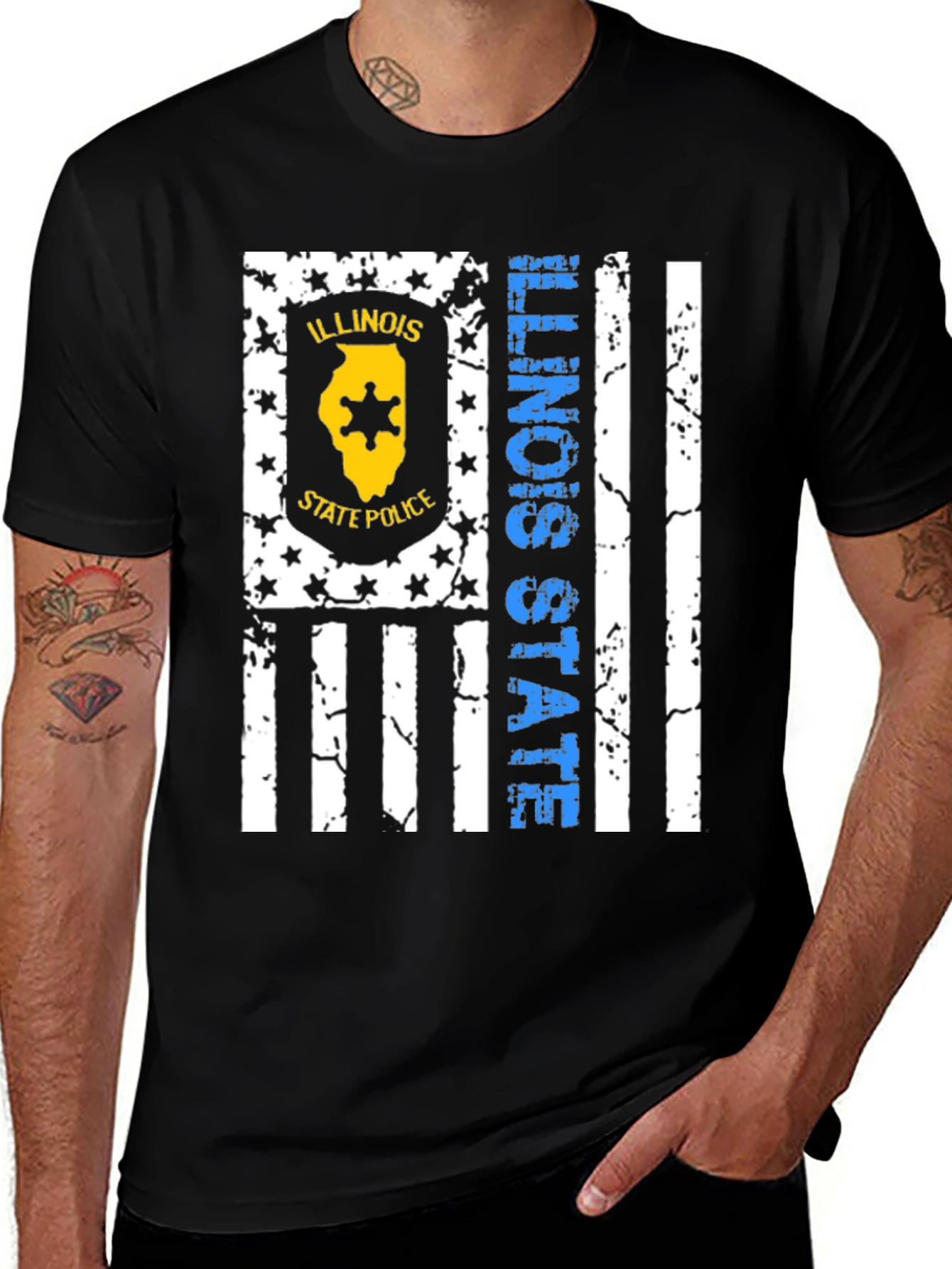 Illinois State Police Flag Graphic T-Shirt