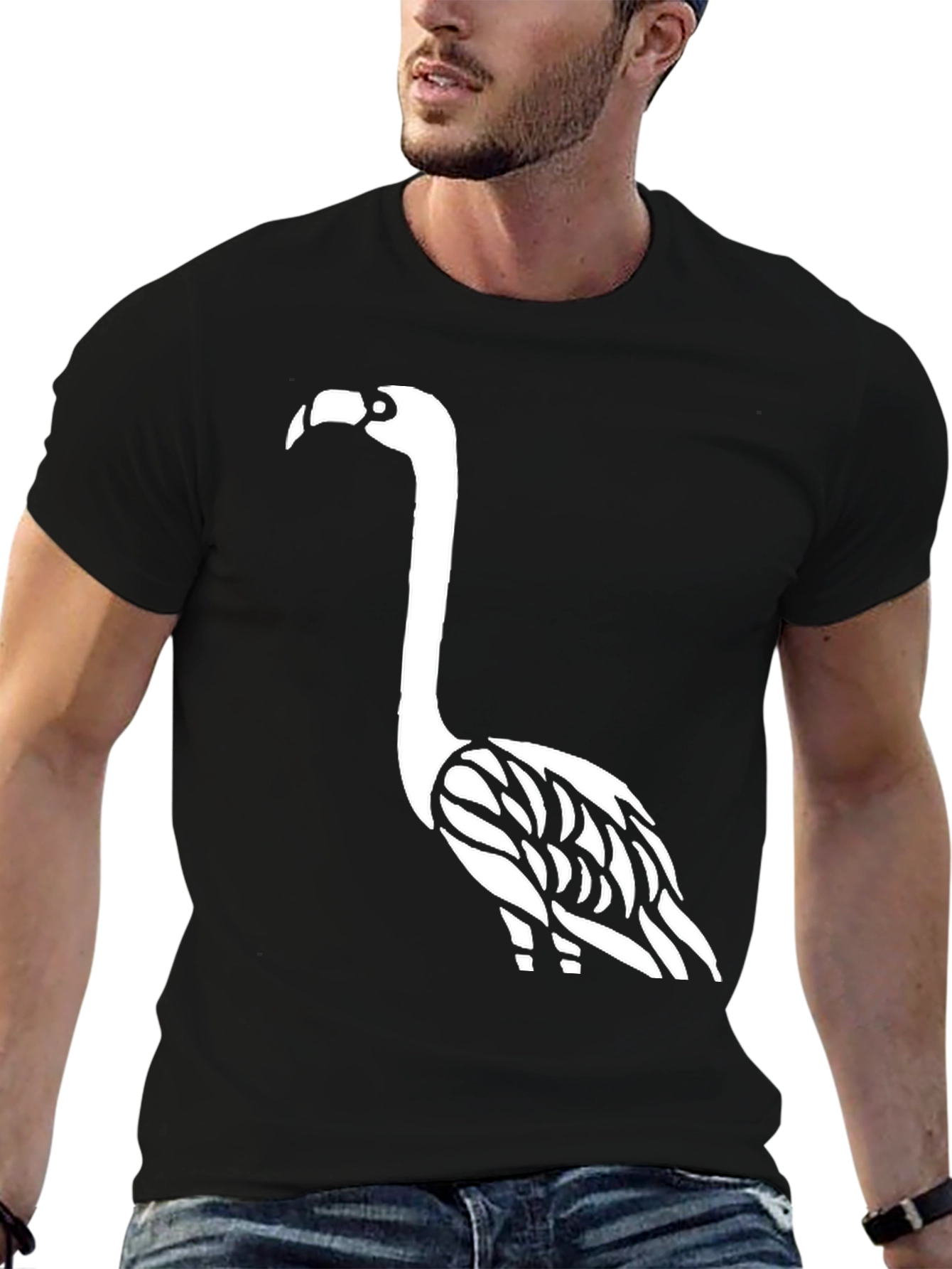 Flamingo Graphic Tee - Trendy Black Cotton Shirt