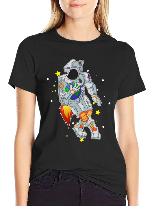 Astronaut Holding Earth Graphic T-Shirt
