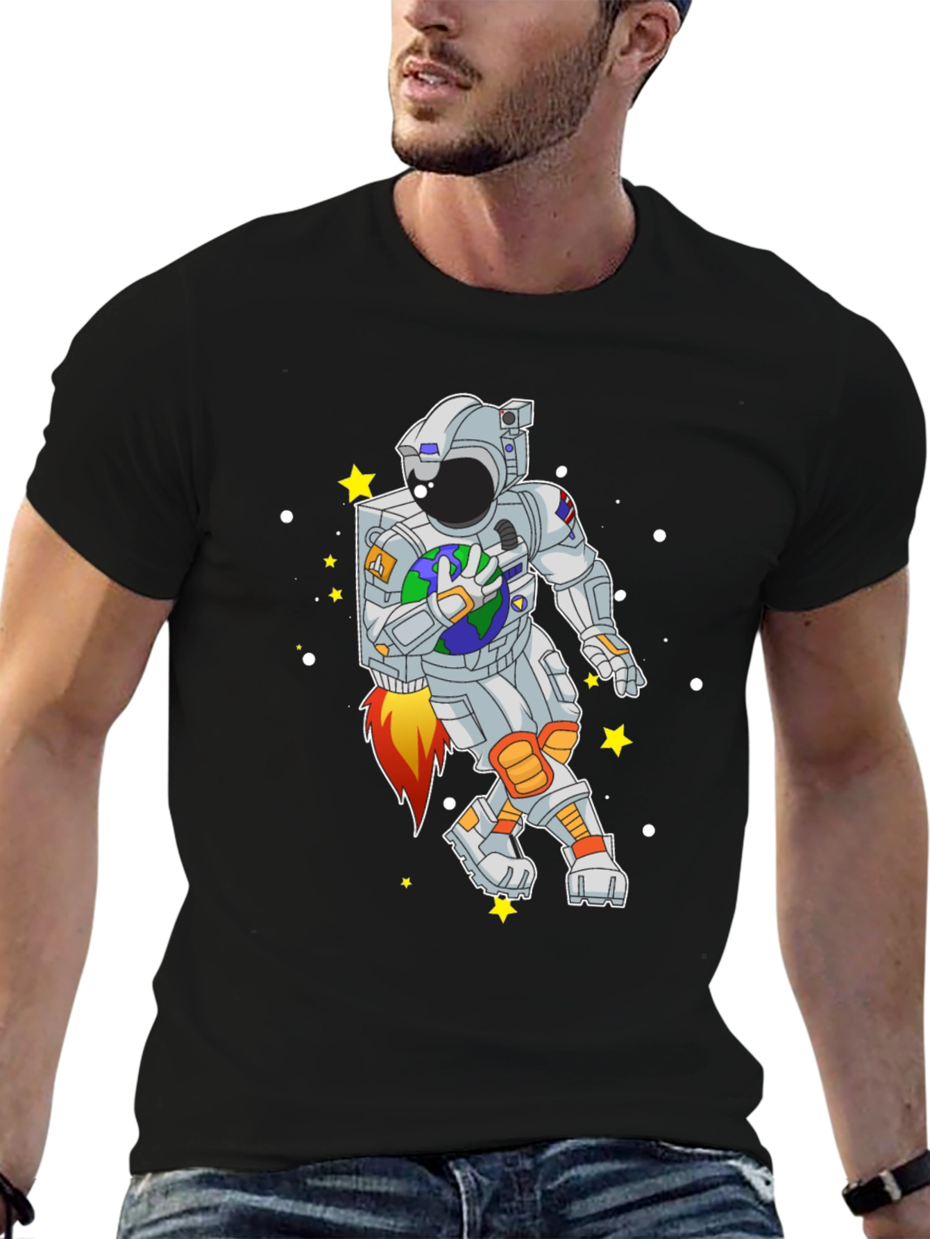 Astronaut Holding Earth Graphic T-Shirt