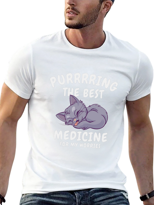 Purrring Medicine Black Graphic T-Shirt