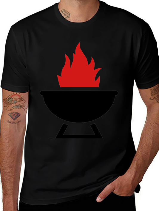 BBQ Grill & Flames Graphic T-Shirt