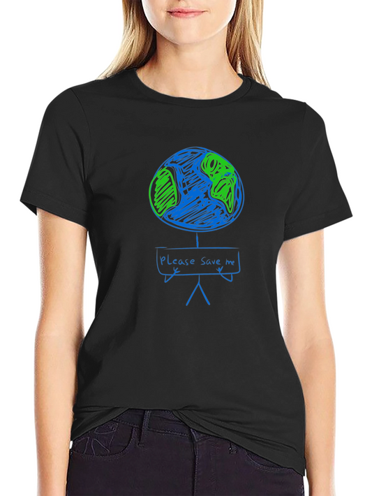 Save the Earth Graphic Tee - Black Cotton T-Shirt