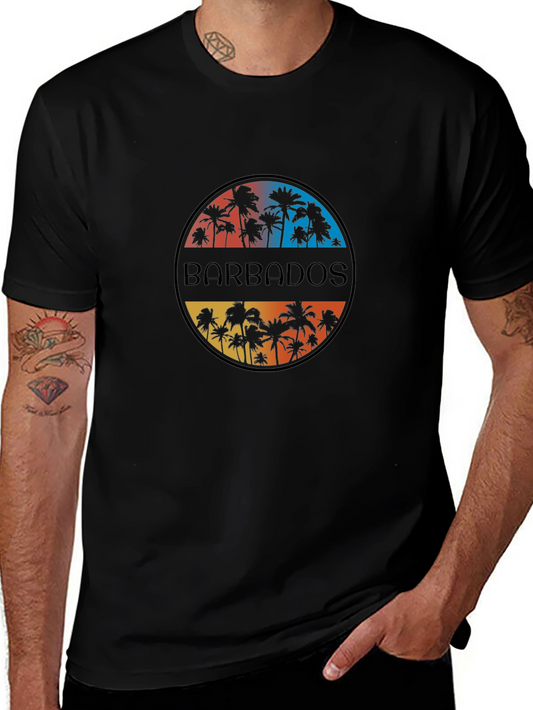 Barbados Palm Tree Sunset T-Shirt - Island Vacation Tee