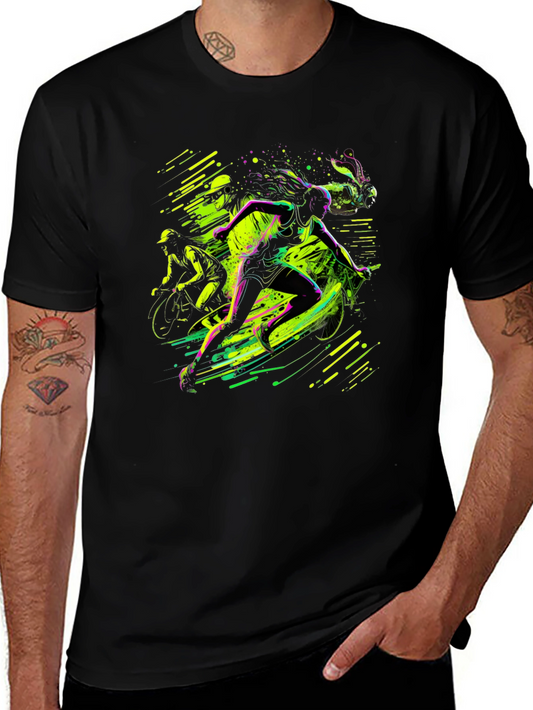 Neon Triathlon T-Shirt: Run Bike Swim!