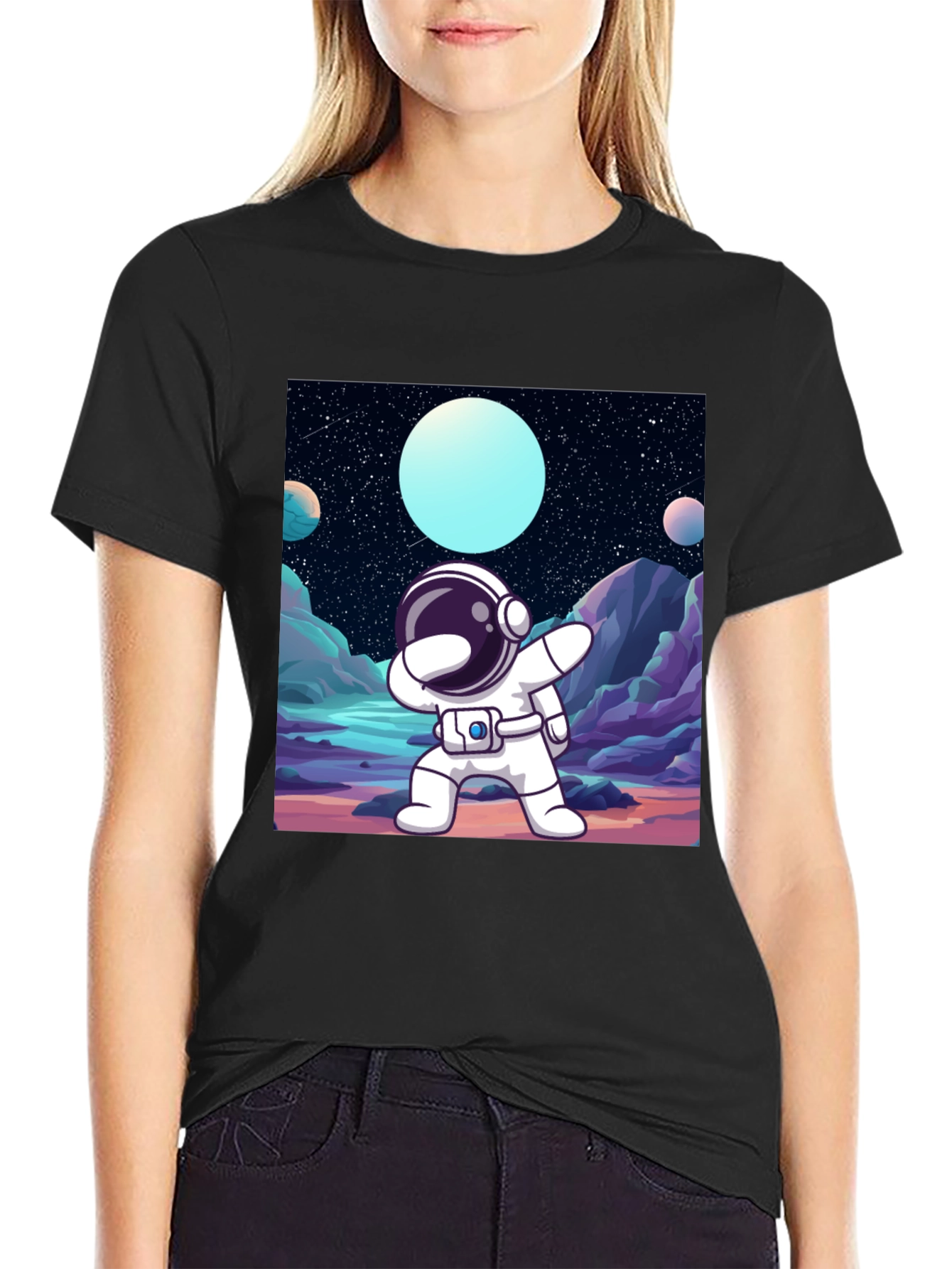 Dabbing Astronaut Black T-Shirt