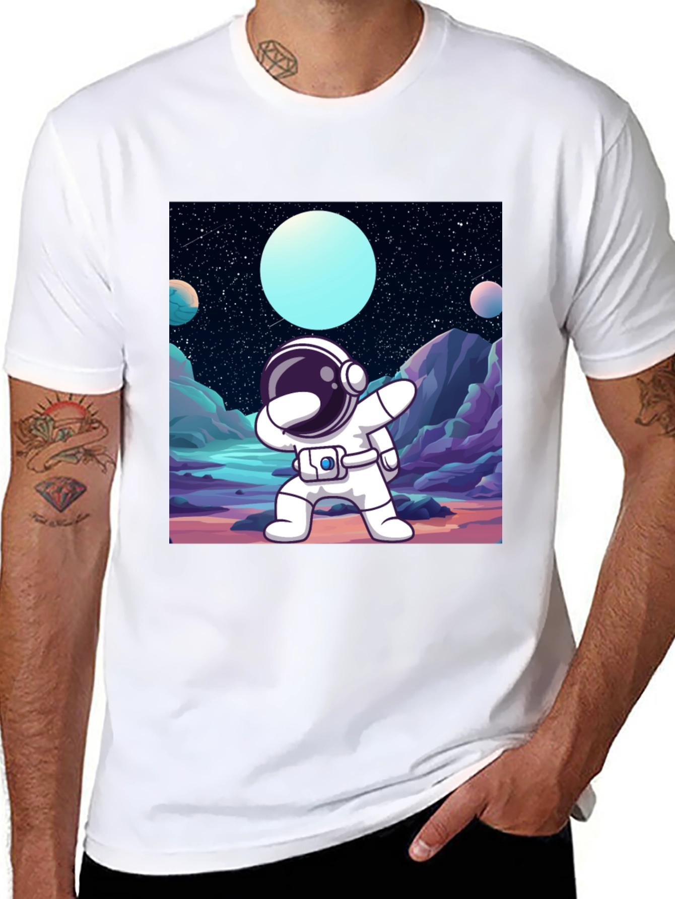 Dabbing Astronaut Black T-Shirt