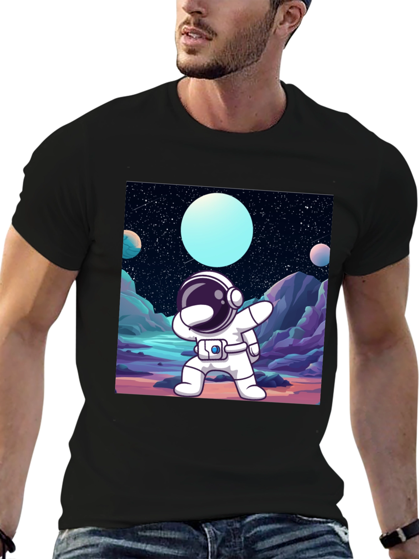 Dabbing Astronaut Black T-Shirt