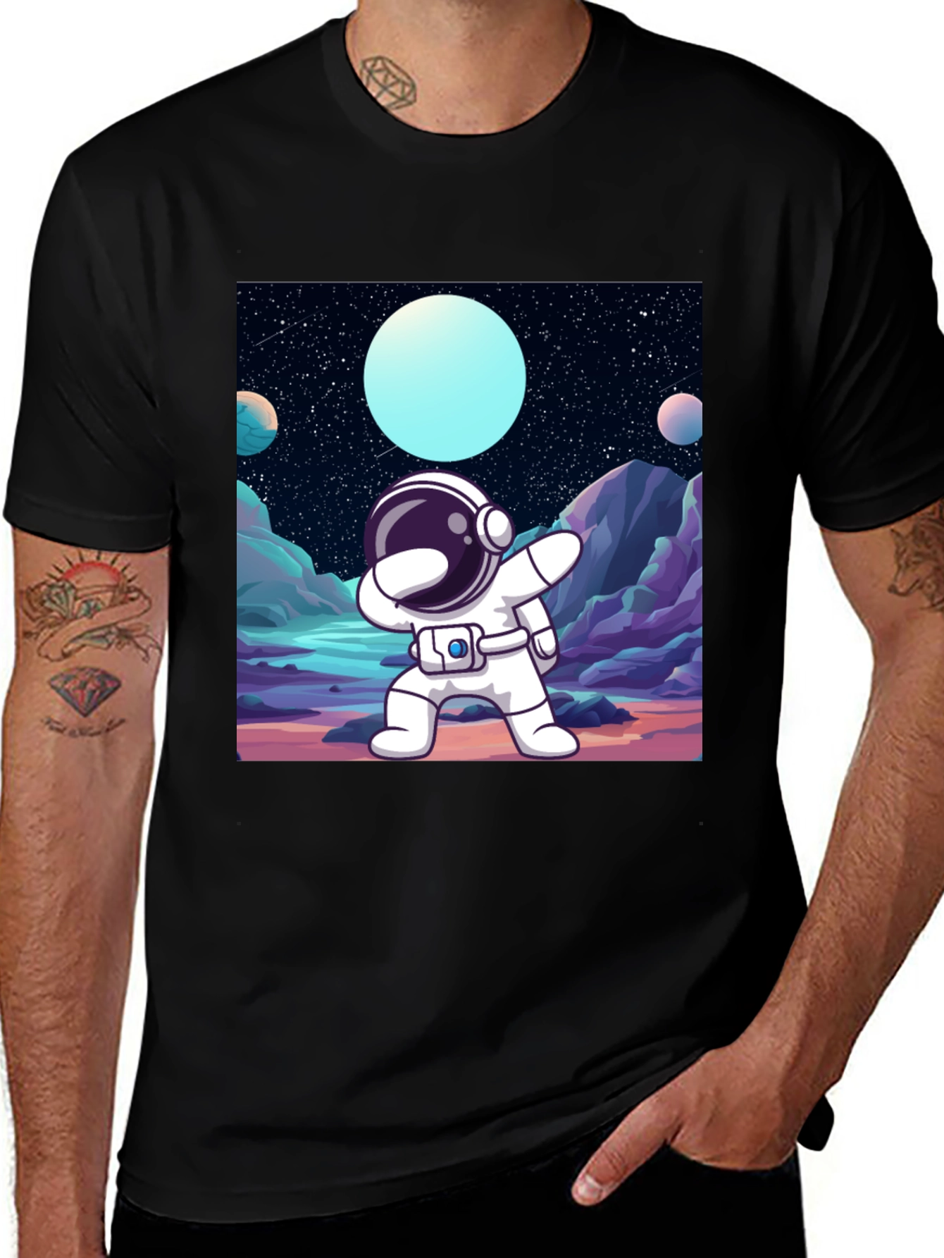 Dabbing Astronaut Black T-Shirt