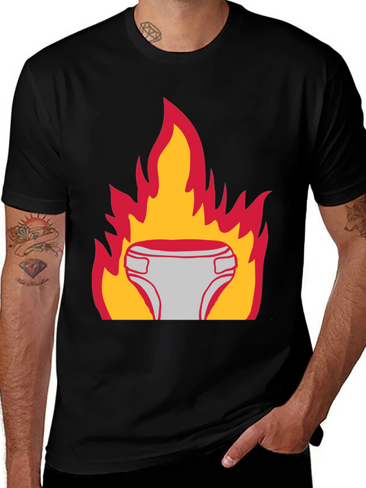 Fiery Diaper Graphic Tee - Black Cotton T-Shirt