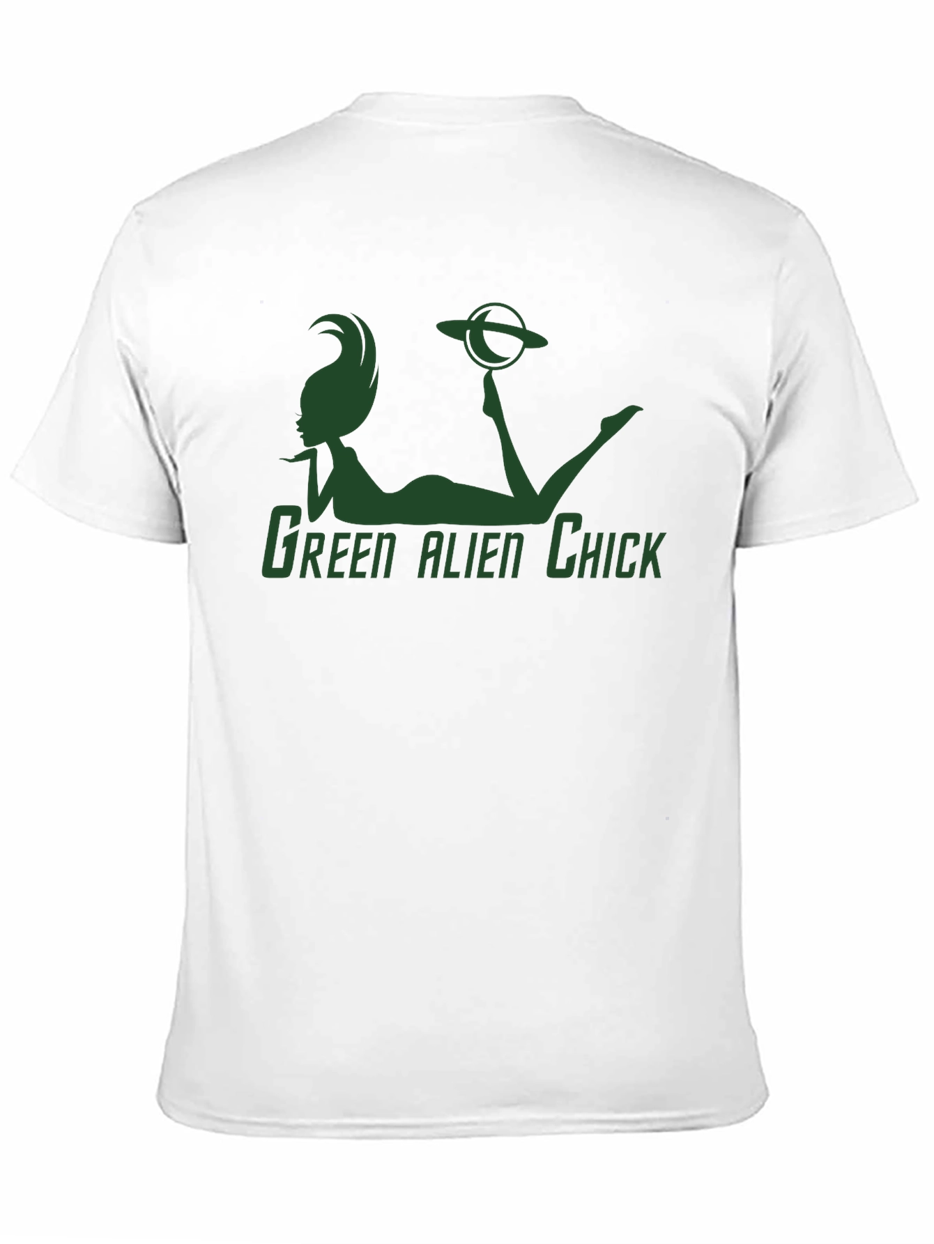 Green Alien Chick Graphic T-Shirt - Sci-Fi Novelty Tee