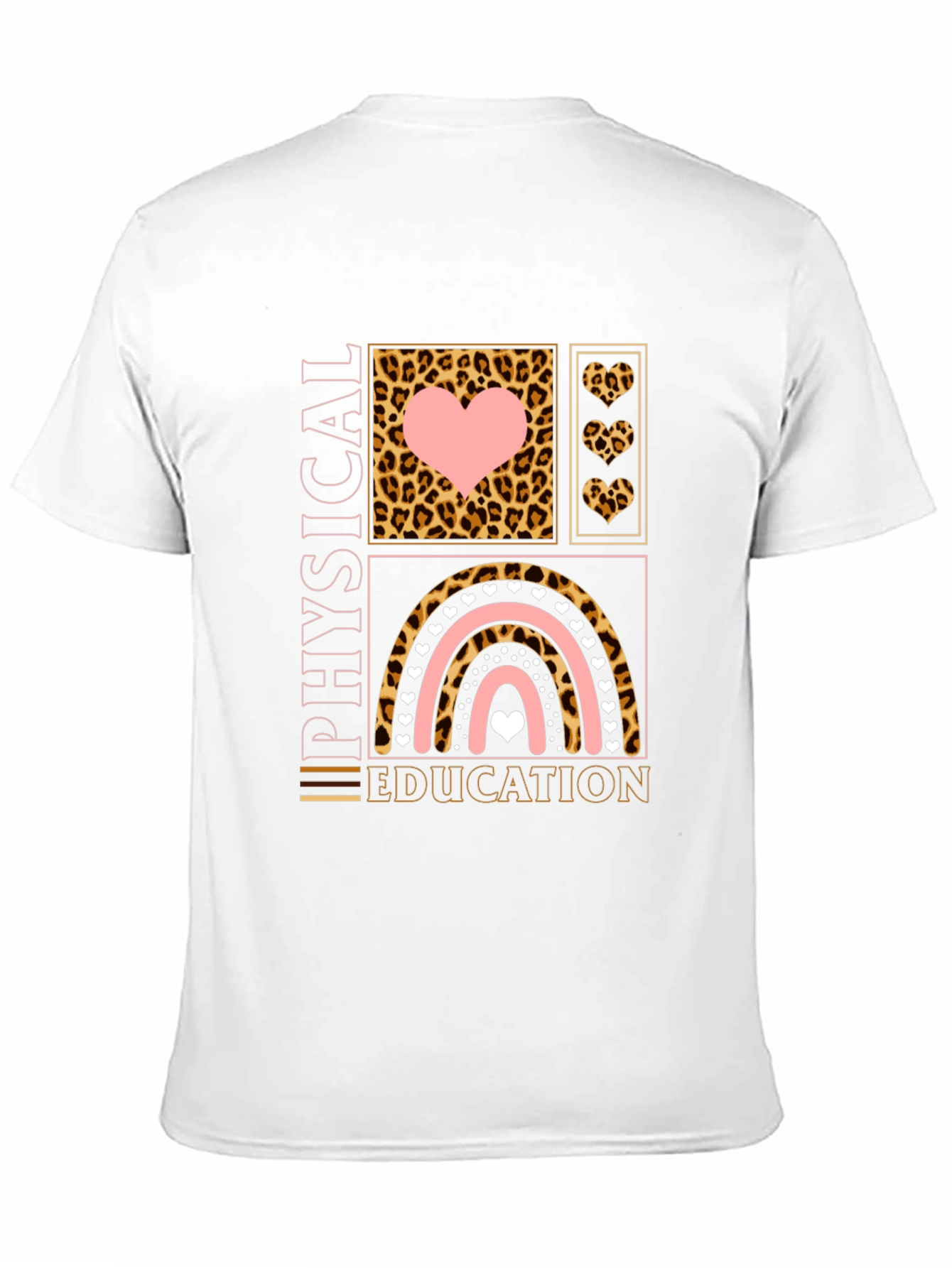 Physical Education Teacher Shirt Leopard Rainbow Heart PE Tee