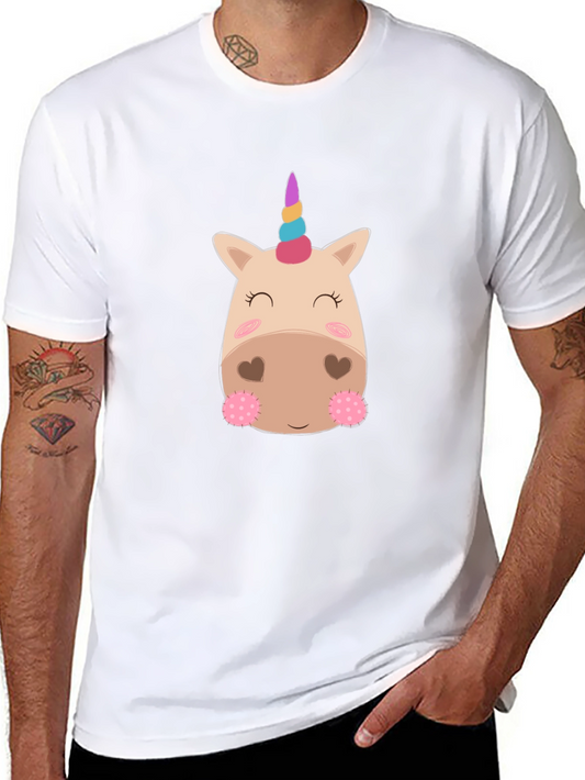 Unicorn Graphic Tee - Black Cotton Blend Casual Wear