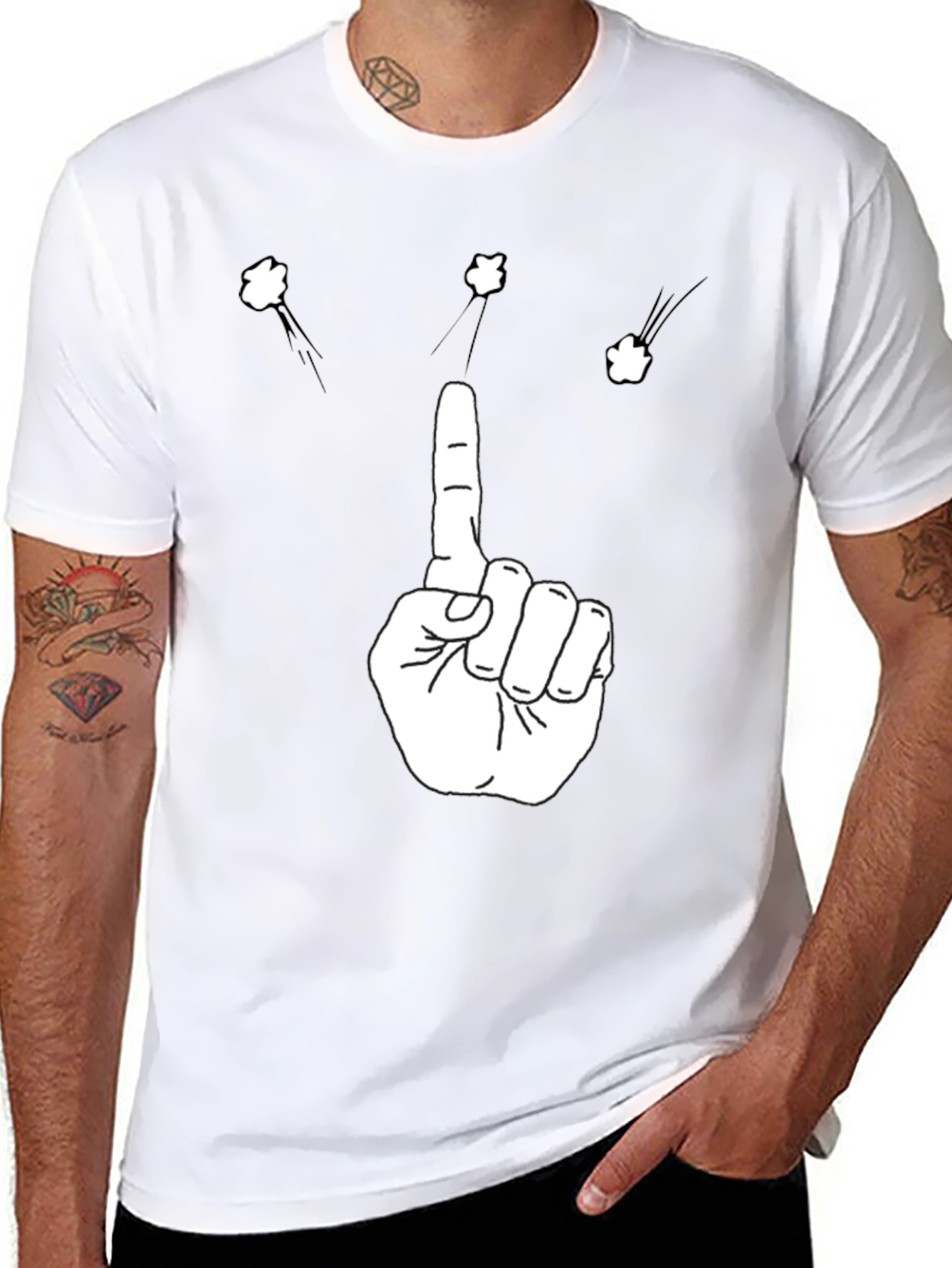 Novelty Pointing Finger Black T-Shirt
