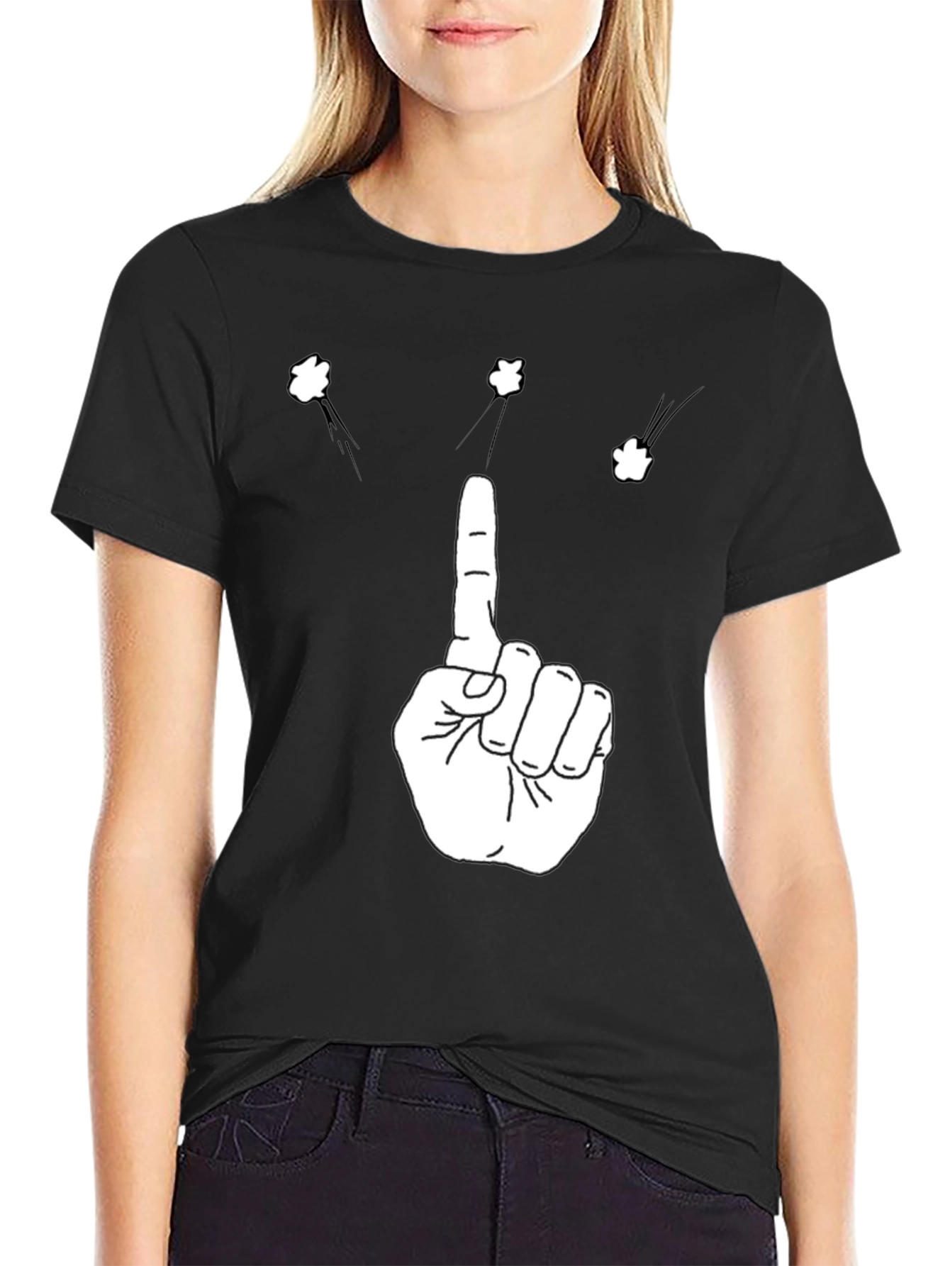 Novelty Pointing Finger Black T-Shirt