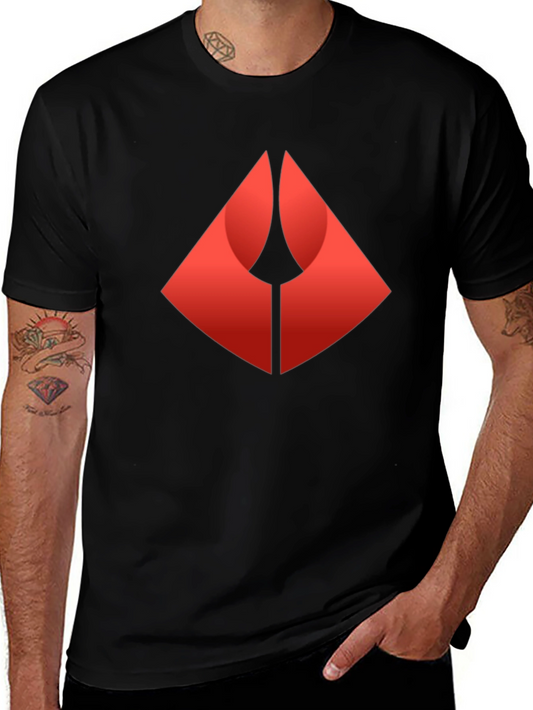 Abstract Red Logo Black T-Shirt