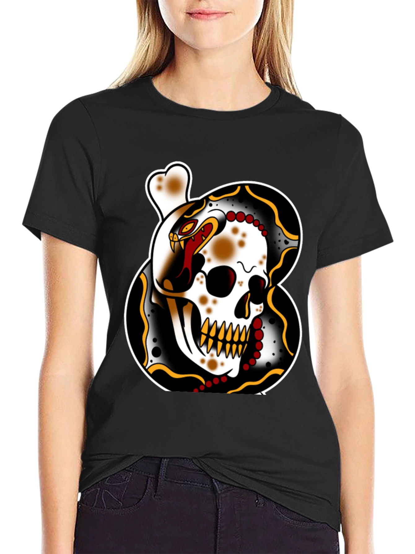 Skull & Snake Tattoo Graphic T-Shirt