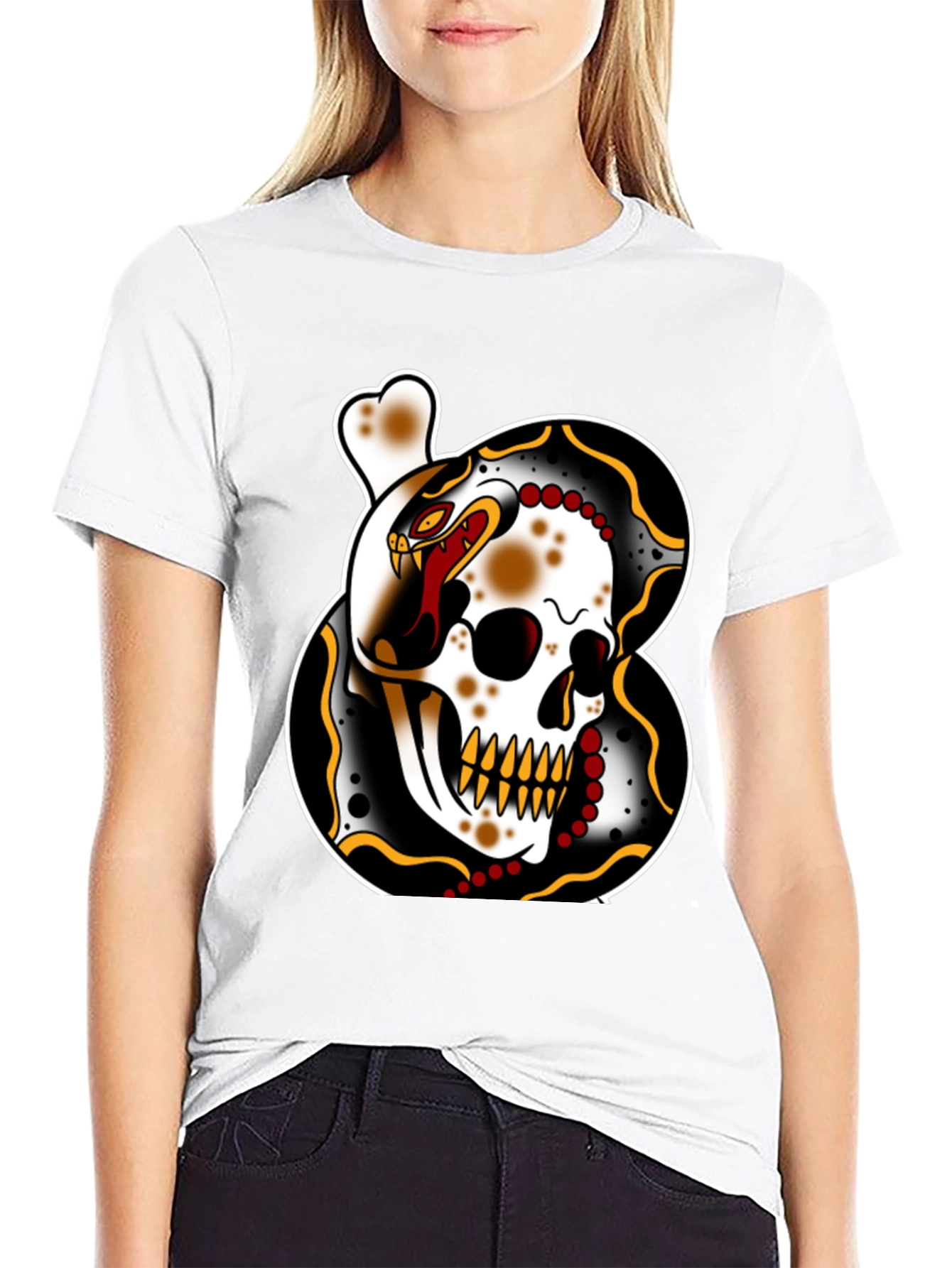 Skull & Snake Tattoo Graphic T-Shirt