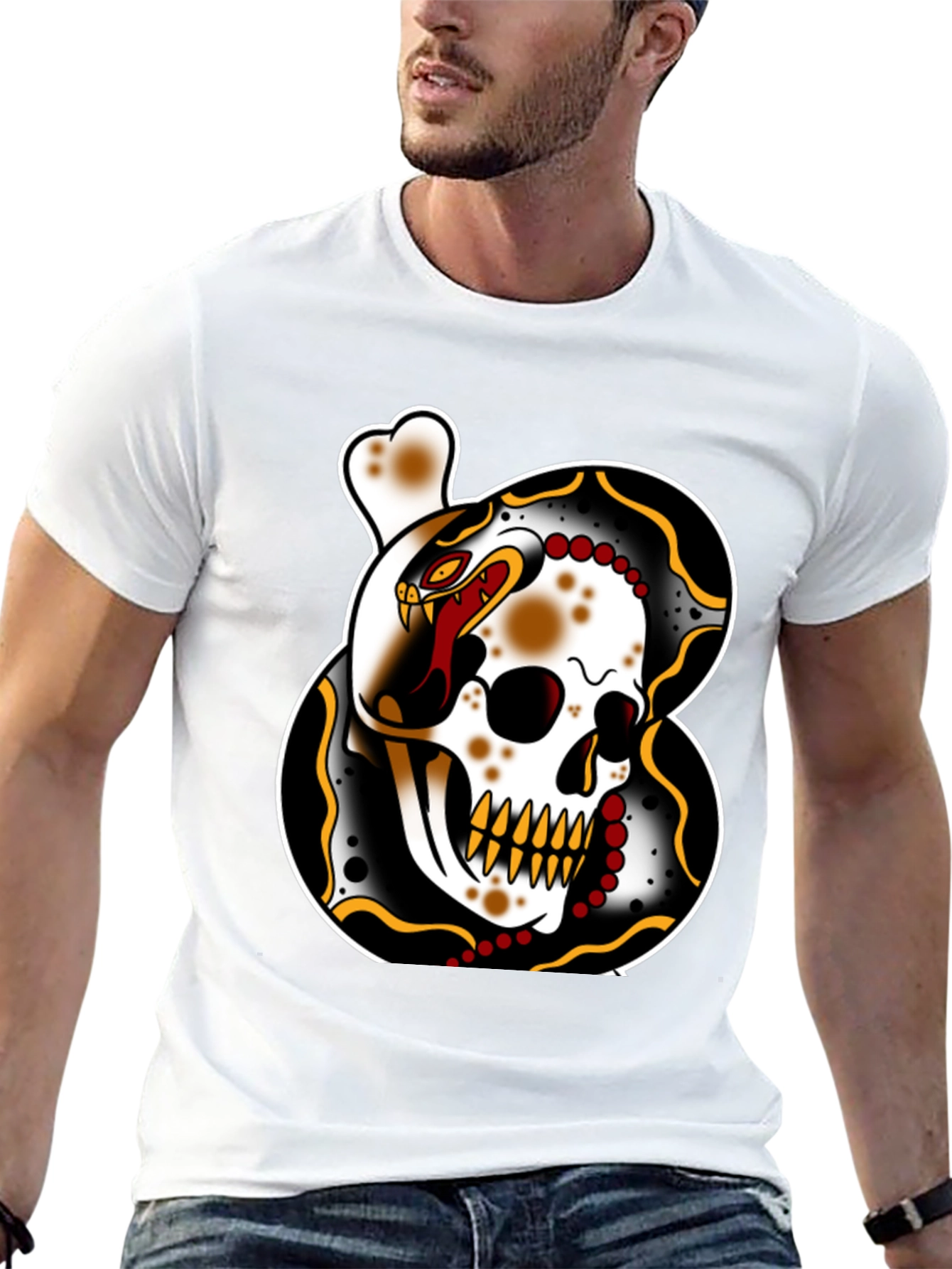 Skull & Snake Tattoo Graphic T-Shirt
