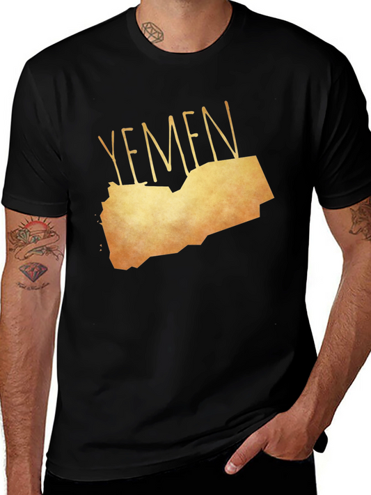 Yemen Map Graphic Tee - Black Cotton T-Shirt