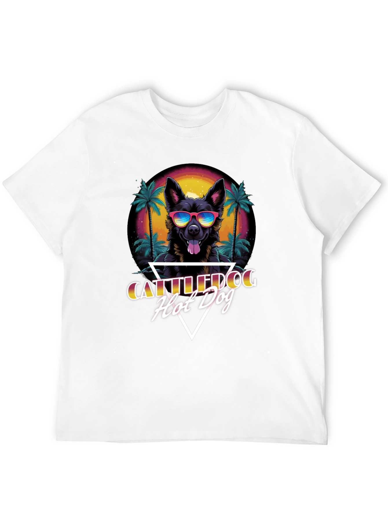 Cattledog Hot Dog T-Shirt Black Cotton Tee