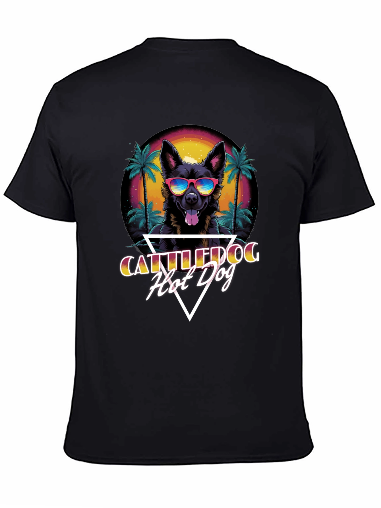 Cattledog Hot Dog T-Shirt Black Cotton Tee