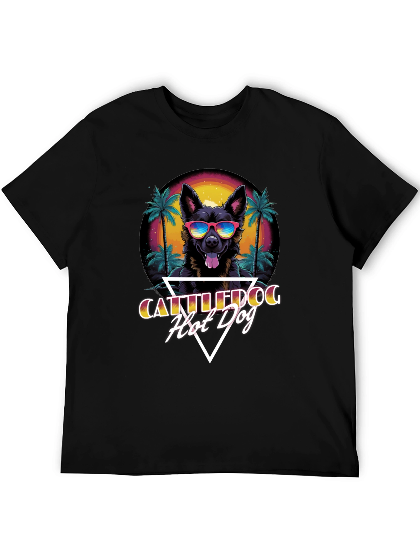 Cattledog Hot Dog T-Shirt Black Cotton Tee