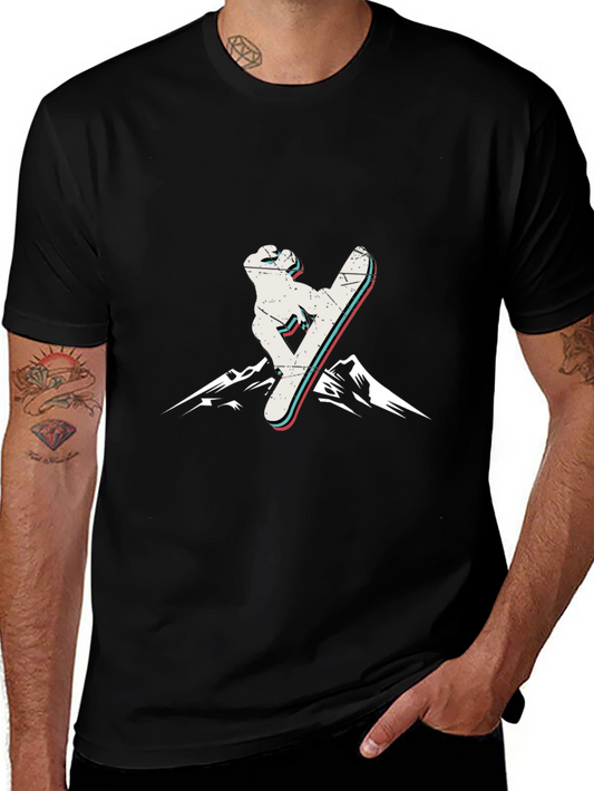 Distressed Snowboarder Graphic Tee - Black