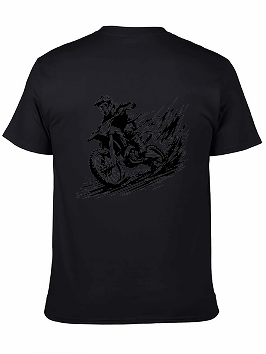 Dirt Bike Rider Graphic Tee - Black Cotton T-Shirt